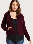 Shein Zip Up Solid Hoodie Jacket
