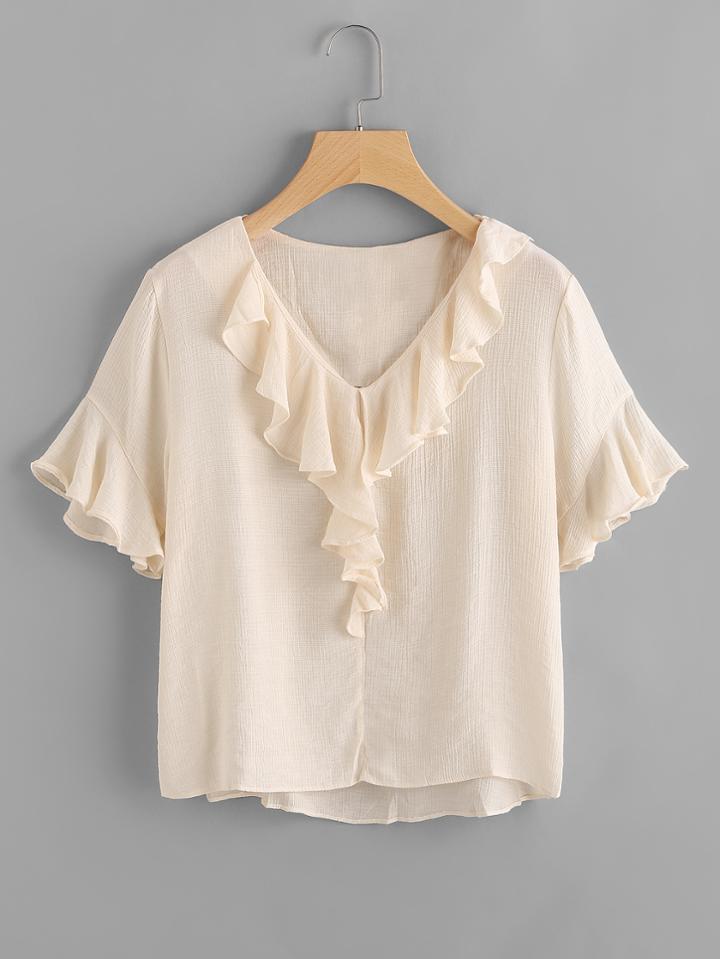 Shein Frill Detail V-neckline Top