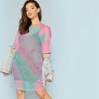 Shein Plus Drop Shoulder Tie Dye Sheer Dress Without Lingerie Set