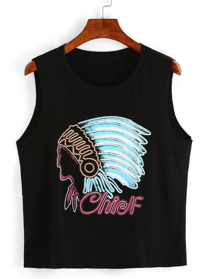 Shein Indians Print Loose-fit Tank Top