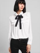 Shein Frilled Detail Bow Tied Neck Blouse