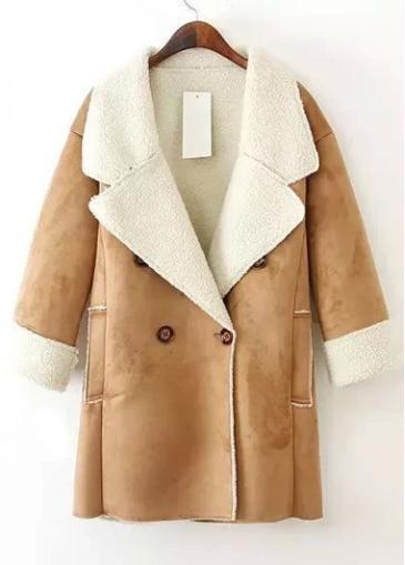 Rosewe Charming Double Breasted Long Sleeve Turndown Collar Coat