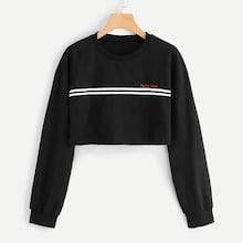 Shein Striped Crop Sweatshirt