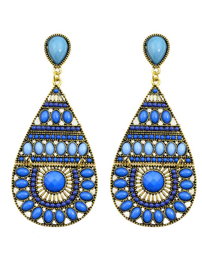 Shein Blue Long Drop Bead Earring