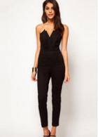 Rosewe Hot Sale Women V Neck Off The Shoulder Black Jumpsuit