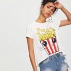 Shein Popcorn Print Raglan Sleeve T-shirt
