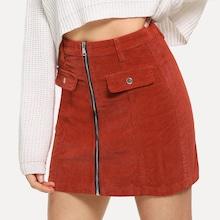 Shein Corduroy Zip Up Skirt