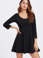 Shein Pearl Detail Scalloped Swing Dress