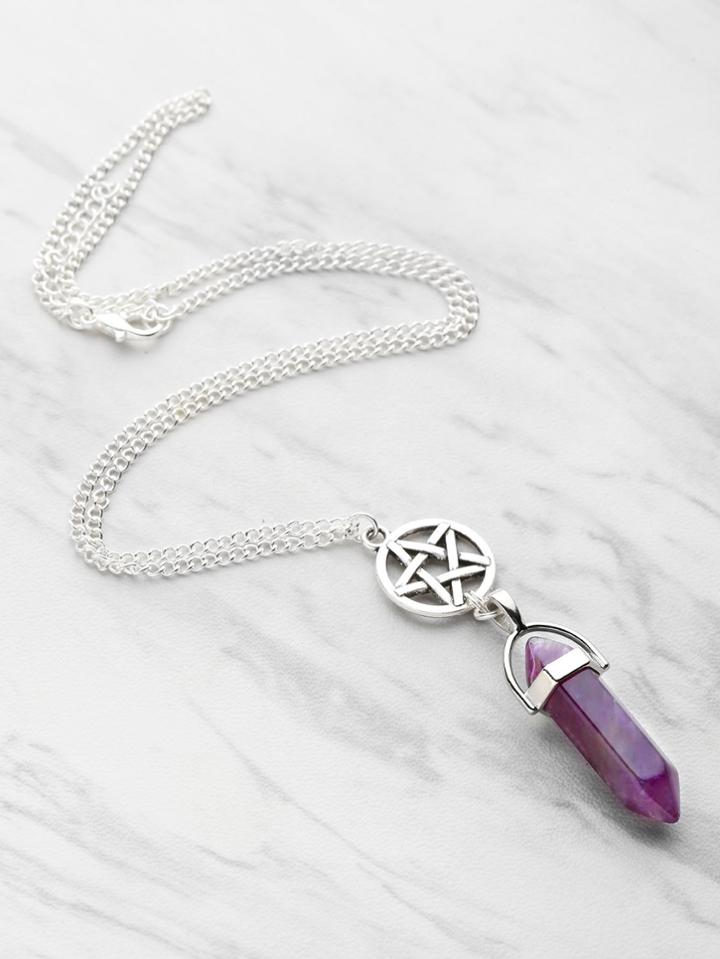 Shein Contrast Crystal & Star Pendant Necklace