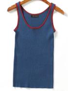 Shein Blue Round Neck Knit Minimalist Slim Vest