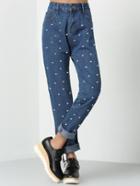 Shein Dots Print Straight Jeans