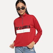 Shein Zip Up Front Letter Print Sweatshirt