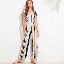 Shein Multi Striped Backless Jumpsuit