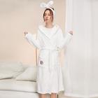 Shein Football Embroidered Plush Hooded Robe With Headband