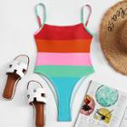 Shein Colorblock Striped Swimsuit