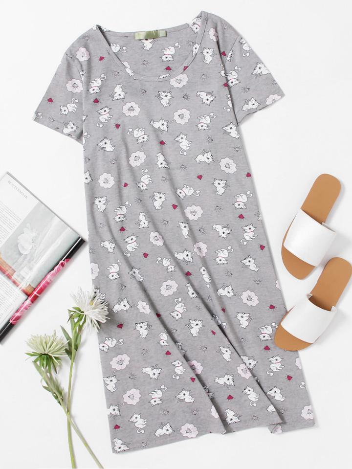 Shein Diamonds & Cat Print Night Dress