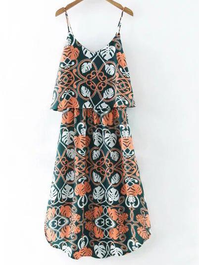 Shein Multicolor Print Spaghetti Strap Maxi Dress