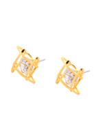 Shein Gold Plated Rhinestone Geometric Hollow Out Stud Earrings
