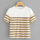 Shein Cut And Sew Frilled Stripe Knit Tee