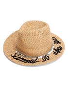 Shein Chain Decorated Straw Fedora Hat