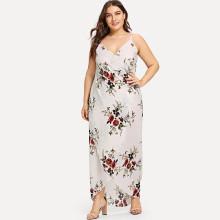 Shein Plus Surplice Wrap Floral Cami Dress
