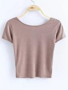 Shein Khaki Open Back T-shirt