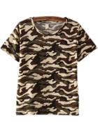 Shein Army Green Short Sleeve Camouflage T-shirt