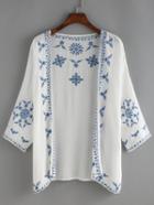 Shein White Embroidered Top