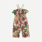 Shein Girls Floral Print Straps Jumpsuit