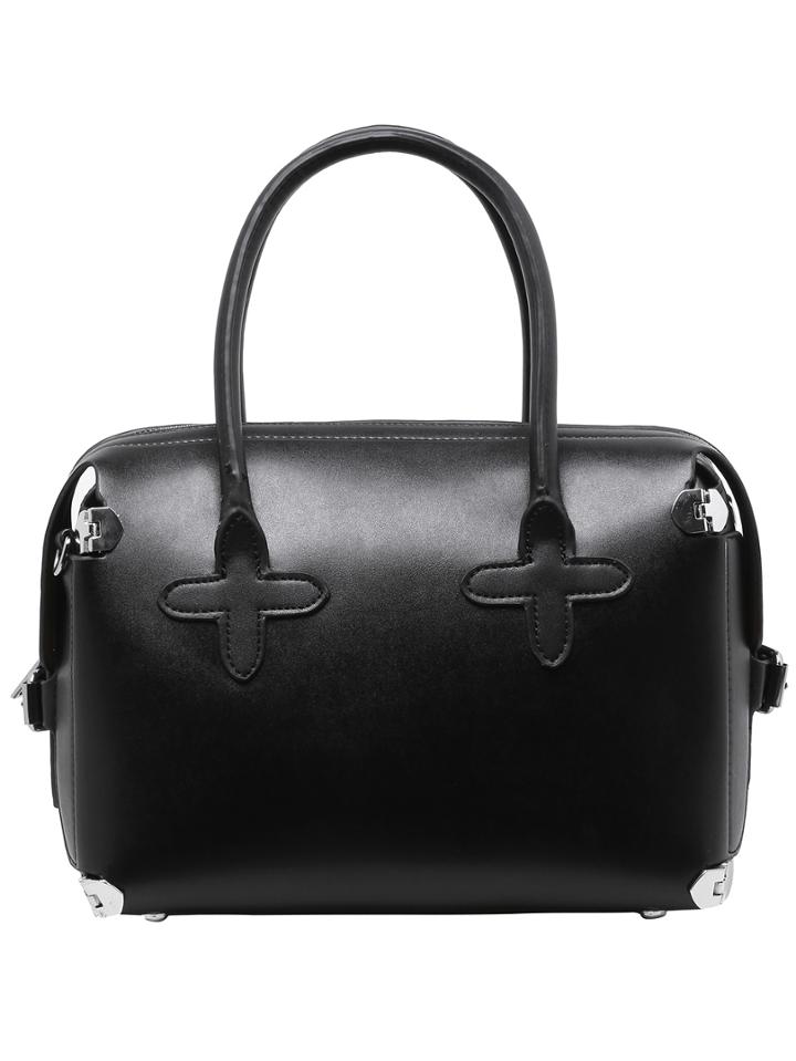 Shein Black Cross Zipper Pu Bag
