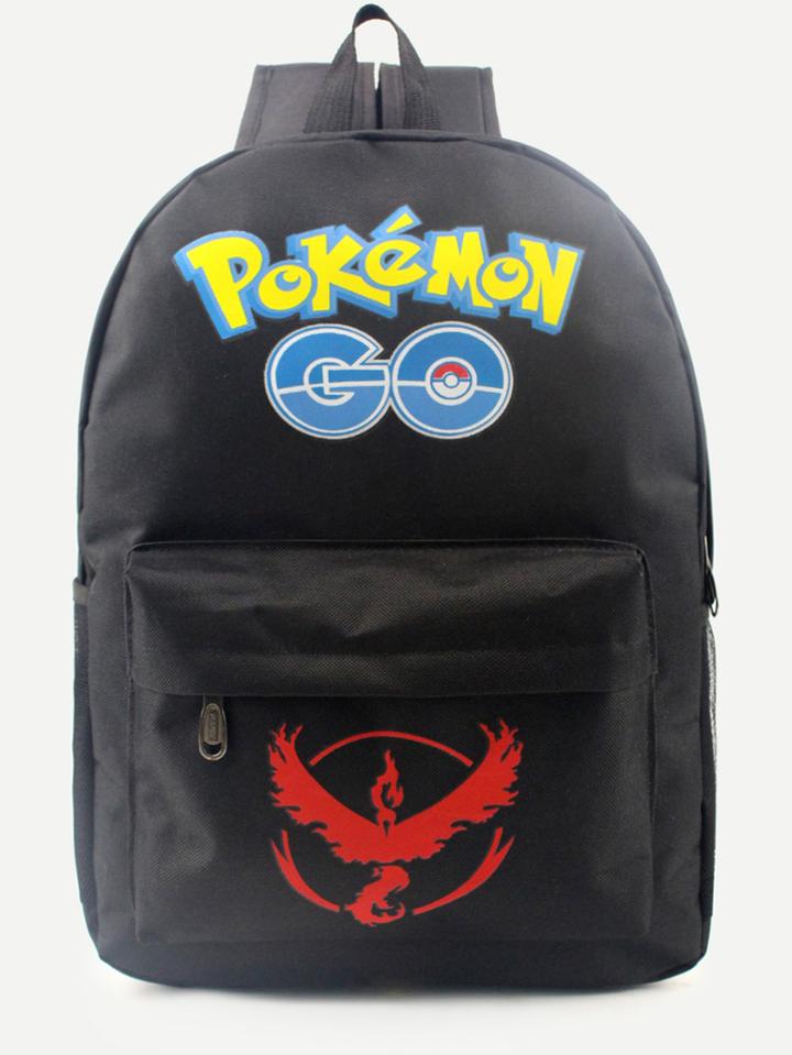 Shein Pokemon Go Black Nylon Backpack