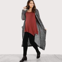 Shein Plus Crochet Long Sleeve Cardigan Grey
