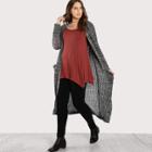 Shein Plus Crochet Long Sleeve Cardigan Grey
