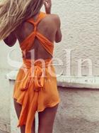 Shein Orange Sleeveless Backless Playsuit