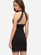 Shein Halter Cut Out Back Lace Trimmed Dress