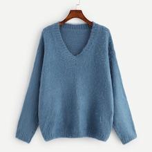 Shein Plus V-neck Fuzzy Jumper