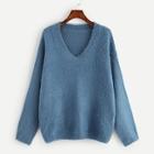 Shein Plus V-neck Fuzzy Jumper