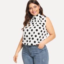 Shein Plus High Neck Polka Dot Top