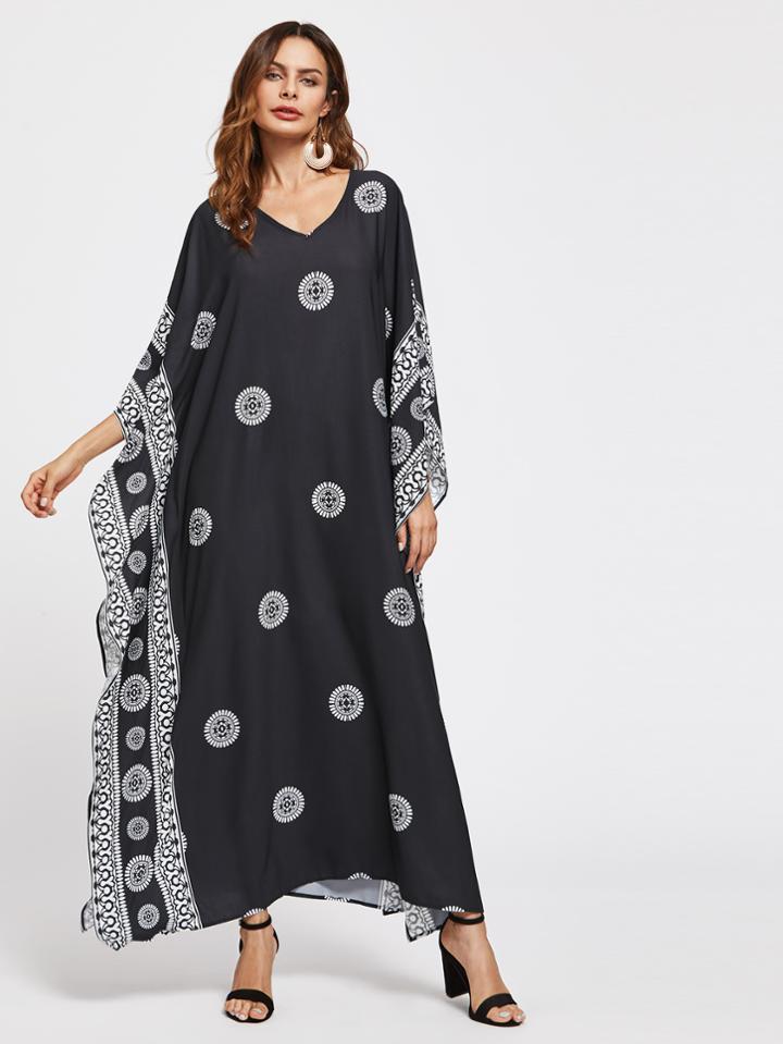 Shein Ornate Print Poncho Dress
