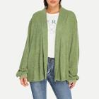 Shein Bishop Sleeve Solid Knit Coat