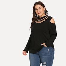 Shein Plus Caged Neck T-shirt