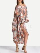 Shein Multicolor Floral Print Caftan Sleeve Maxi Dress