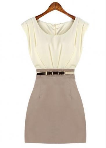 Rosewe Traditional Round Neck Sleeveless High Waist Belted Mini Dress