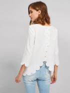 Shein Scallop Trim Buttoned Overlap Blouse