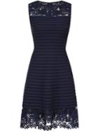 Shein Navy Striped Organza Disc Flowers Dress