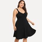 Shein Plus Fit And Flare Dress With Frill Strap