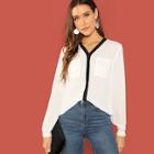 Shein Contrast Trim Pocket Front Top