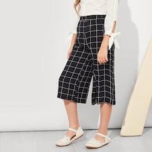 Shein Girls Wide Leg Grid Pants