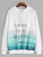 Shein White Slogan Print Raglan Sleeve Hooded Sweatshirt