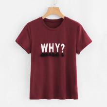 Shein Letter Print Tassel Embellished Tee
